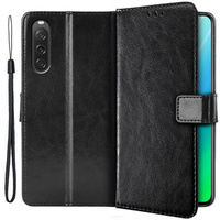 Etui z klapką do Sony Xperia 10 V, Crazy Horse Wallet, czarne