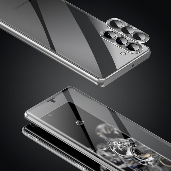 Etui do Samsung Galaxy S23 Plus, Magnetic Dual Glass, srebrne