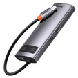 Baseus Metal Gleam Series 6-in-1 Multifunctional Type-C HUB (Type-C → HDMI*1 + USB 3.0*3 + PD*1 + RJ45*1) – szary