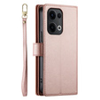 Etui z klapką do Oppo Reno 13 5G, Wallet Zipper Pocket, różowe