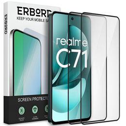 2x Szkło Hartowane do Realme C71, ERBORD 3D pełne, szybka na cały ekran