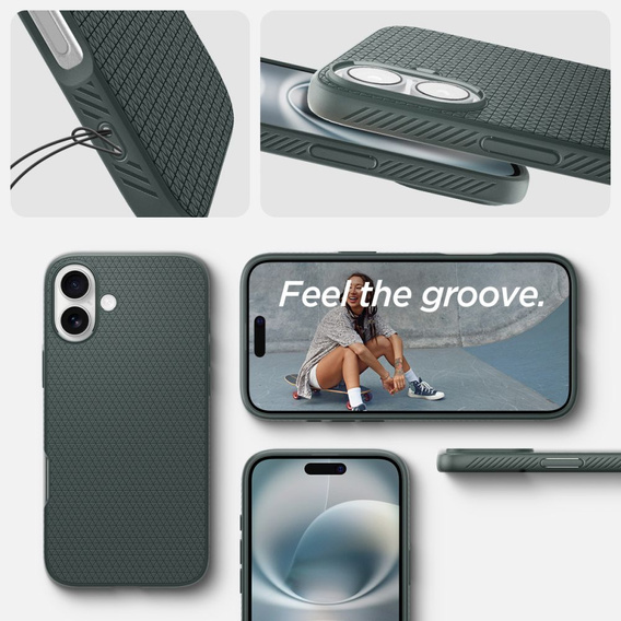 Etui Spigen Liquid Air do iPhone 16 – kolor Abyss Green + Szkło Hartowane 9H