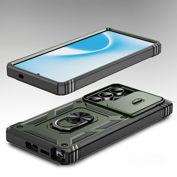Etui do Samsung Galaxy S25 Ultra, KickStand Camera Lens, ciemnozielone
