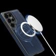 Skórzane etui do Samsung Galaxy S25 Ultra z MagSafe i blokadą RFID – Ciemnoniebieskie