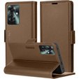 Etui do Oppo Reno 11F, ERBORD Glossy Litchi, portfel z klapką, brązowe