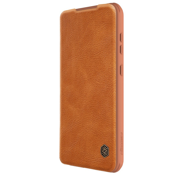 Etui z klapką NILLKIN do Samsung Galaxy A55 5G, CamShield Qin Pro, skórzane, brązowe