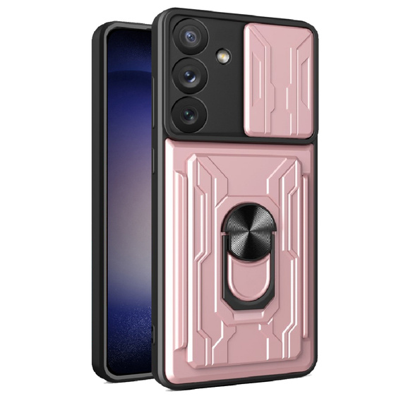Etui pancerne do Samsung Galaxy A54 5G, Camera Slide Card Slot, różowe rose gold