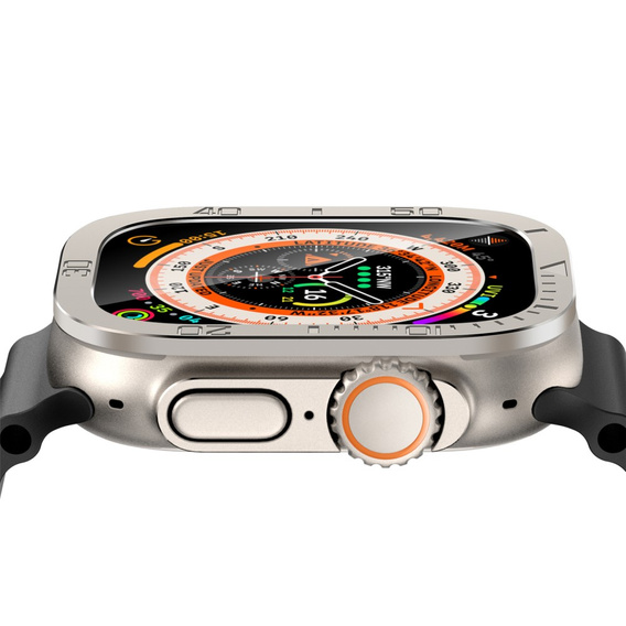 Szkło Hartowane z Ramką do Apple Watch Ultra 49mm, Srebrne