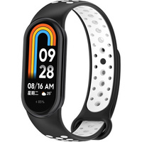 Pasek Silikonowy do Xiaomi Smart Mi Band 8 / Xiaomi Smart Mi Band 9, Czarny / Biały