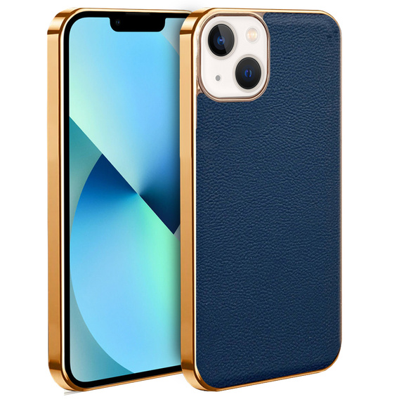 Etui do iPhone 13, Cowhide Leather, niebieskie
