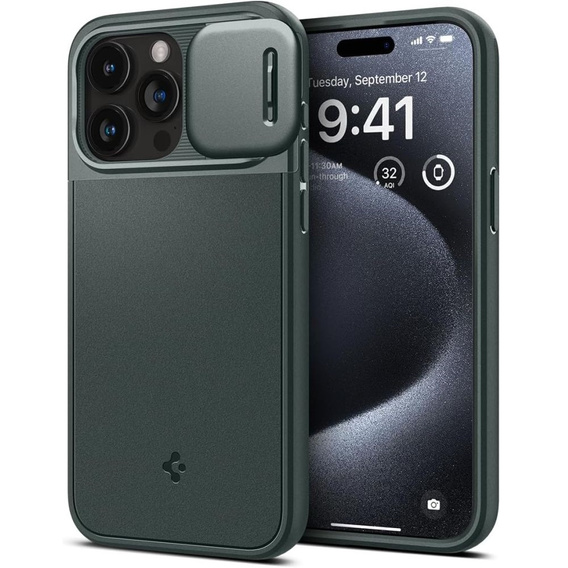 Etui SPIGEN do iPhone 15 Pro, Optik Armor MagSafe, Zielone