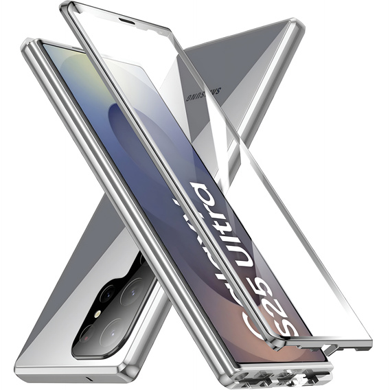 Etui do Samsung Galaxy S25 Ultra, Magnetic Dual Glass, srebrne