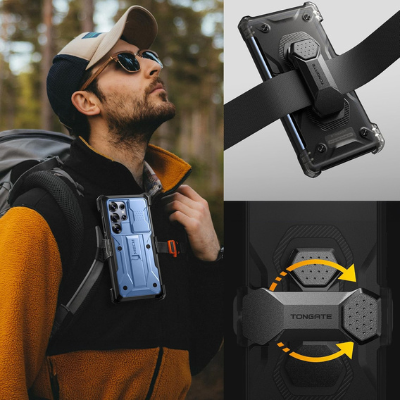 Etui do Samsung Galaxy S25 Ultra, Tongate MECH Series, Klips do paska, niebieskie
