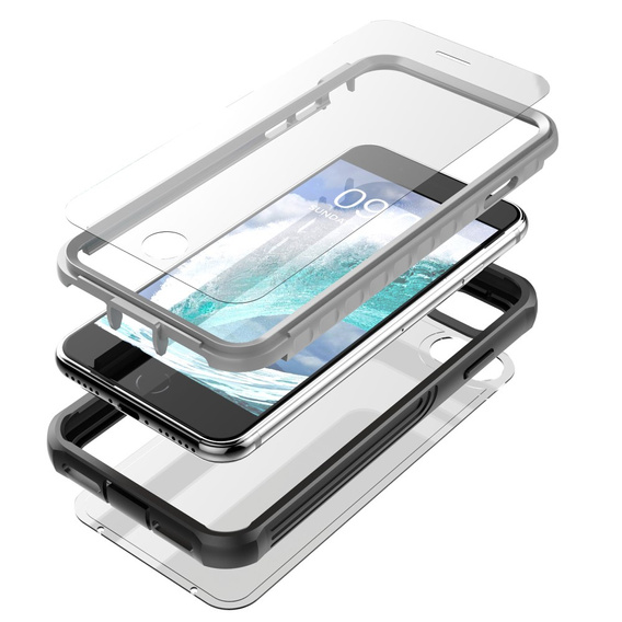 Etui do iPhone 6/6S/7/8/SE 2020/SE 2022, Shockproof, z folią, czarne