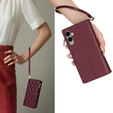 Etui z klapką do Samsung Galaxy S25 Edge, Rhombus Crossbody, bordowe