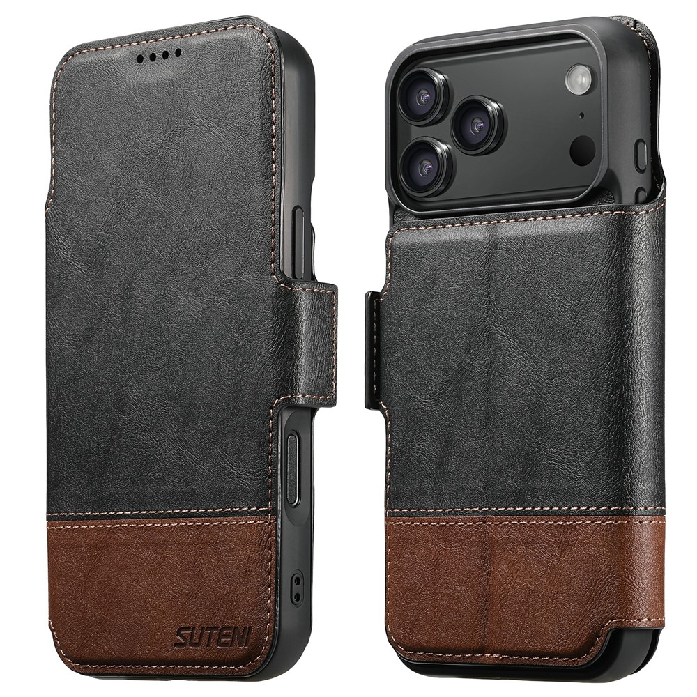 Etui z klapką 2w1 SUTENI do iPhone 17 Pro, do MagSafe, czarne