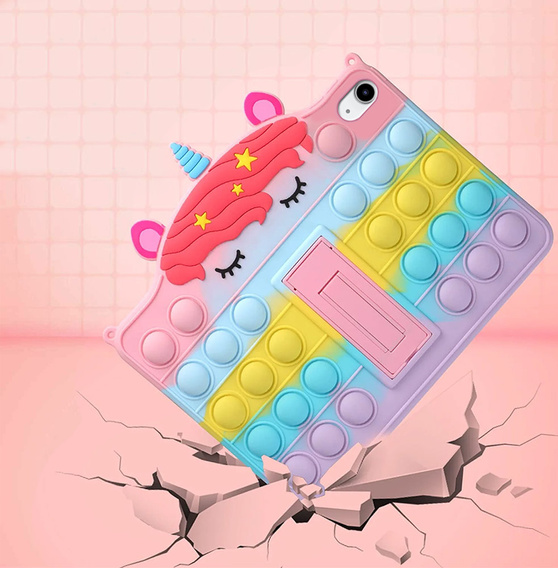 Etui dziecięce do iPad 10.2" 2021/2020/2019 (9/8/7 gen.), Push Bubble Pop It, z podstawką i paskiem