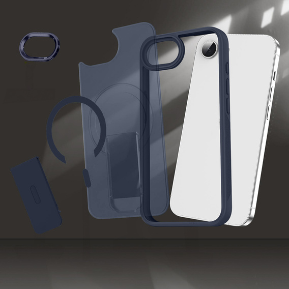 Etui do Iphone 16E, Kickstand Matt Case, do MagSafe, niebieskie