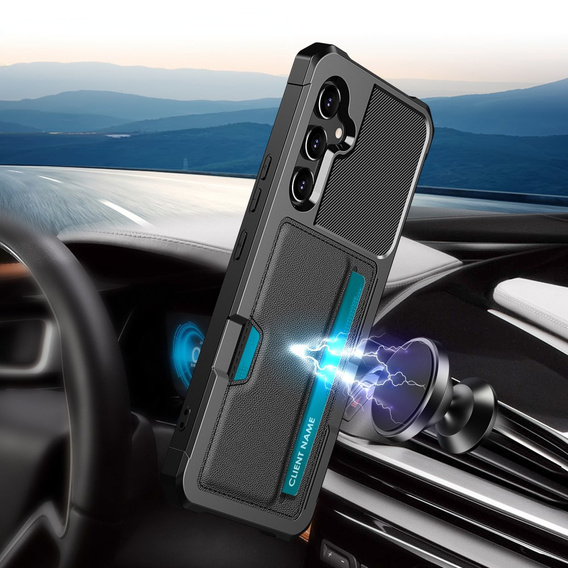 Etui do Samsung Galaxy A55 5G, Card Holder Kickstand, czarne