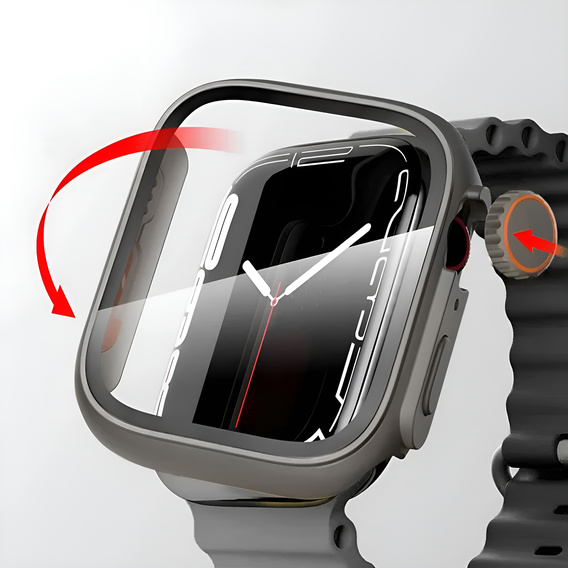 2w1 Etui + Szkło Hartowane do Apple Watch 10/11 46MM, Tytanowe