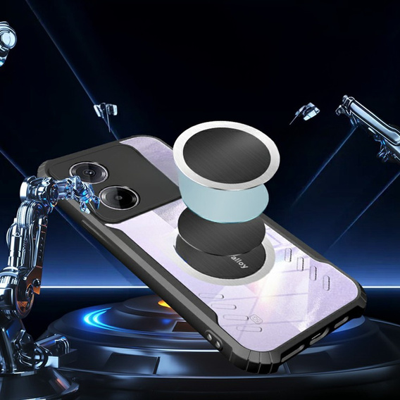 Etui do Xiaomi Poco M7 Pro 5G, z blaszką magnetyczne, przezroczyste / czarne