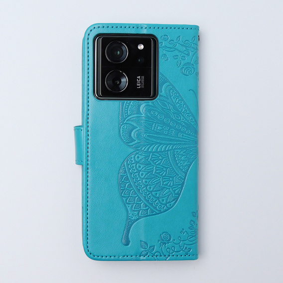 Etui z klapką do Xiaomi 13T / 13T Pro, Butterfly, niebieskie