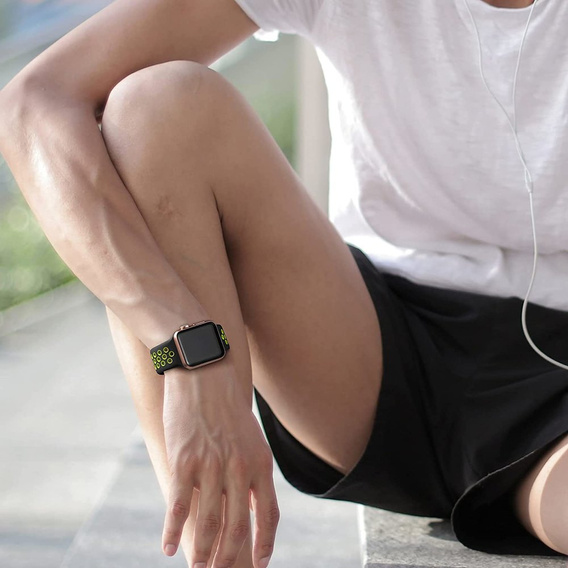 Pasek Silikonowy do Apple Watch 1/2/3/4/5/6/7/8/9/10/SE/ULTRA 42/44/45/46/49MM, Czarny/Zielony