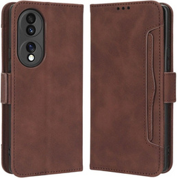 Etui z klapką do Honor 70 5G, Card Slot, brązowe