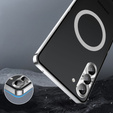 Etui z ochroną aparatu do Samsung Galaxy S23, CamShield MagSafe, przezroczyste / srebrne