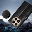 Etui z klapką do Xiaomi 15T Pro, Crazy Horse Wallet, czarne