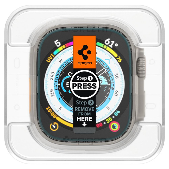 Spigen Szkło Hartowane do Apple Watch Ultra 1/2/3 49mm, Glas.TR "EZ FIT", Clear (2 sztuki)