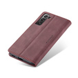 Etui CASEME do Samsung Galaxy S21 FE, Leather Wallet Case, czerwone