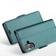 Etui do iPhone 17, ERBORD Glossy Litchi, portfel z klapką, zielone