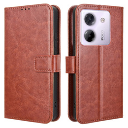 Etui z klapką do Xiaomi Poco M7 Pro 5G, Crazy Horse Wallet, brązowe