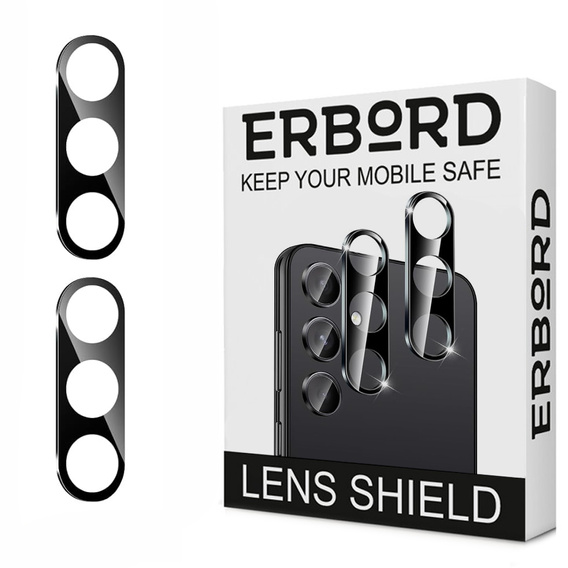 2x Szkło hartowane na aparat ERBORD do Samsung Galaxy S25+ Plus, czarne