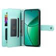 Etui z klapką do Oppo Reno 13F 5G, Wallet Zipper Pocket, miętowe