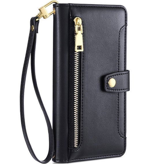 Etui z klapką do Motorola Moto G73 5G, Wallet Zipper Pocket, czarne
