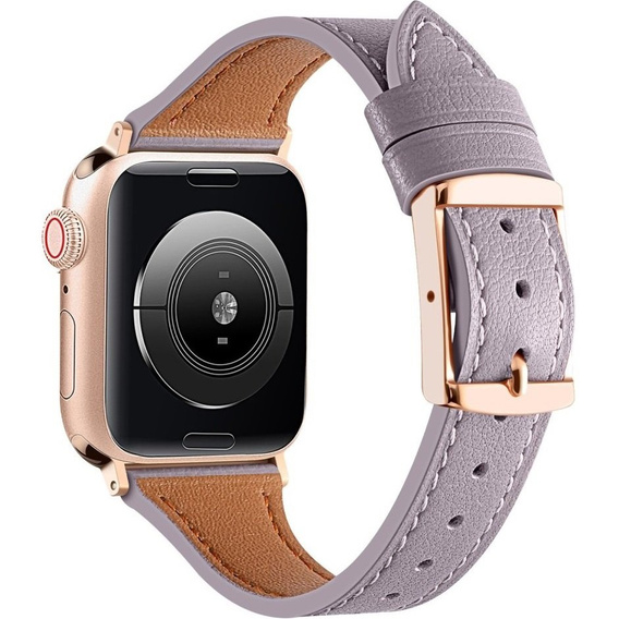 Pasek Skórzany do Apple Watch 1/2/3/4/5/6/7/8/9/10/11/SE Ultra 1/2/3 42/44/45/46/49mm, Fioletowy