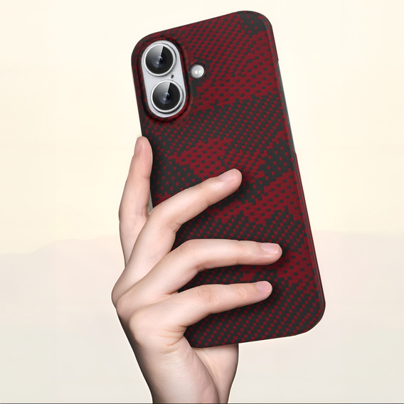 Etui do iPhone 16 Plus, Aramid Fiber MagSafe, czerwone