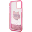 Etui Karl Lagerfeld do iPhone 12 / 12 Pro, Liquid Glitter Choupette Head, różowe