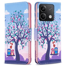 Etui z klapką do Xiaomi Redmi Note 13 5G, Wallet, Owls & Tree niebieskie