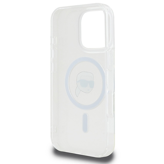 Etui Karl Lagerfeld do iPhone 16 Pro Max, IML Metal Karl Head MagSafe, przezroczyste 