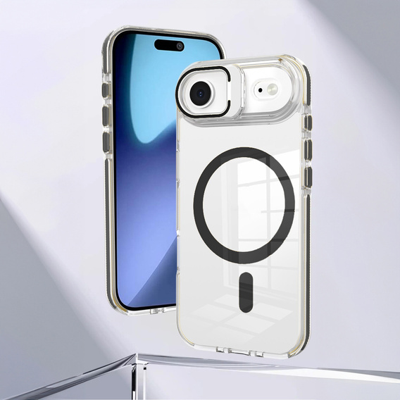 Etui do iPhone Air, do MagSafe, z podstawką, przezroczyste z czarnymi akcentami