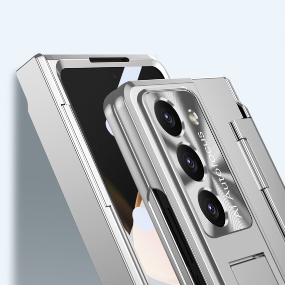 Etui ochronne PC z podstawką i ochroną zawiasu do Samsung Galaxy Z Fold6 5G – srebrne