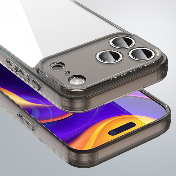 Etui do iPhone 17 Pro Max, silikonowe z twardym tyłem, przydymione czarne