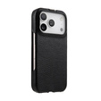 Etui MELKCO z klapką do iPhone 17 Pro, skórzane, flip, czarne