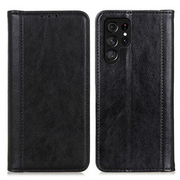 Skórzane Etui do Samsung Galaxy S24 Ultra, Wallet Litchi Leather, czarne
