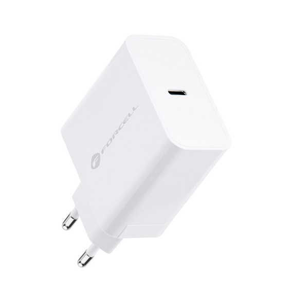 Forcell F-Energy TFK‑TC‑45WPD – Szybka ładowarka sieciowa USB-C 45 W QC4.0/PD - Biała
