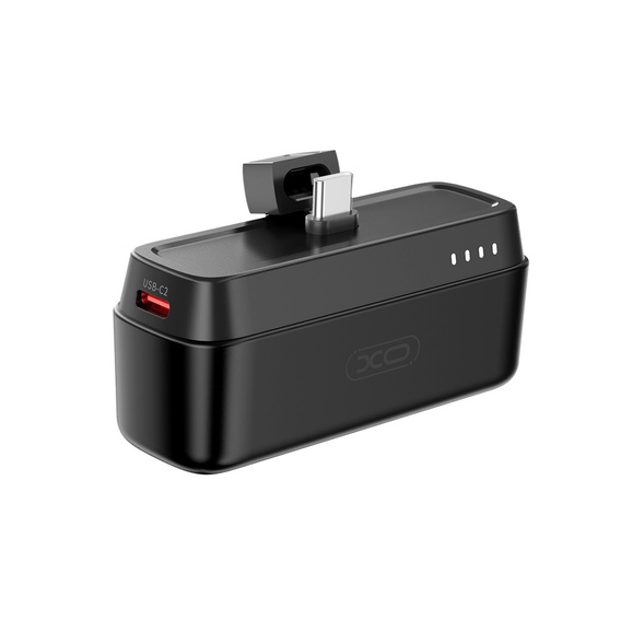 Powerbank XO PR244 5000 mAh 20W z wtykiem USB-C – kompaktowa moc w Twojej kieszeni - czarny