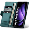 Etui do Oppo Reno 13 Pro, ERBORD Glossy Litchi, portfel z klapką, zielone